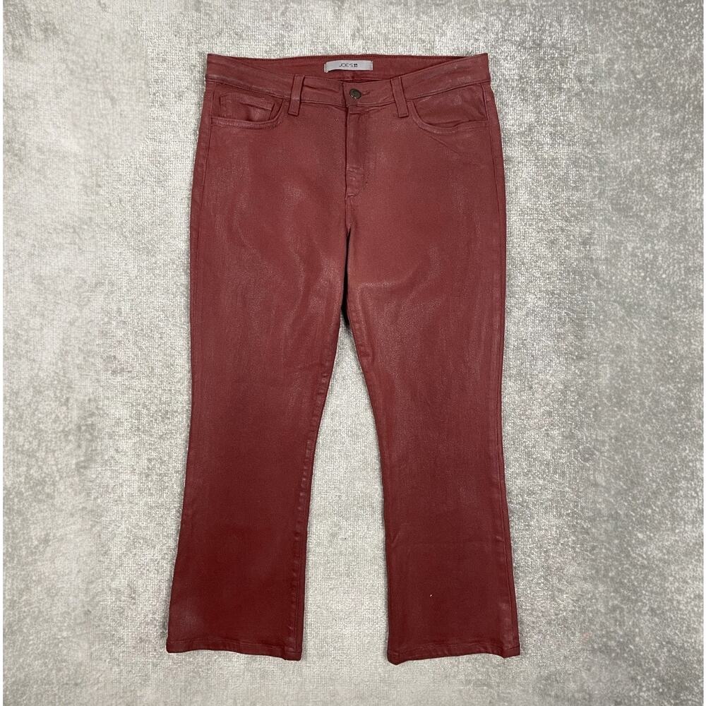 Joes Jeans Womens 32 Coated Marsala Mid Rise Crop Bootcut Jeans Kick Flare Brown